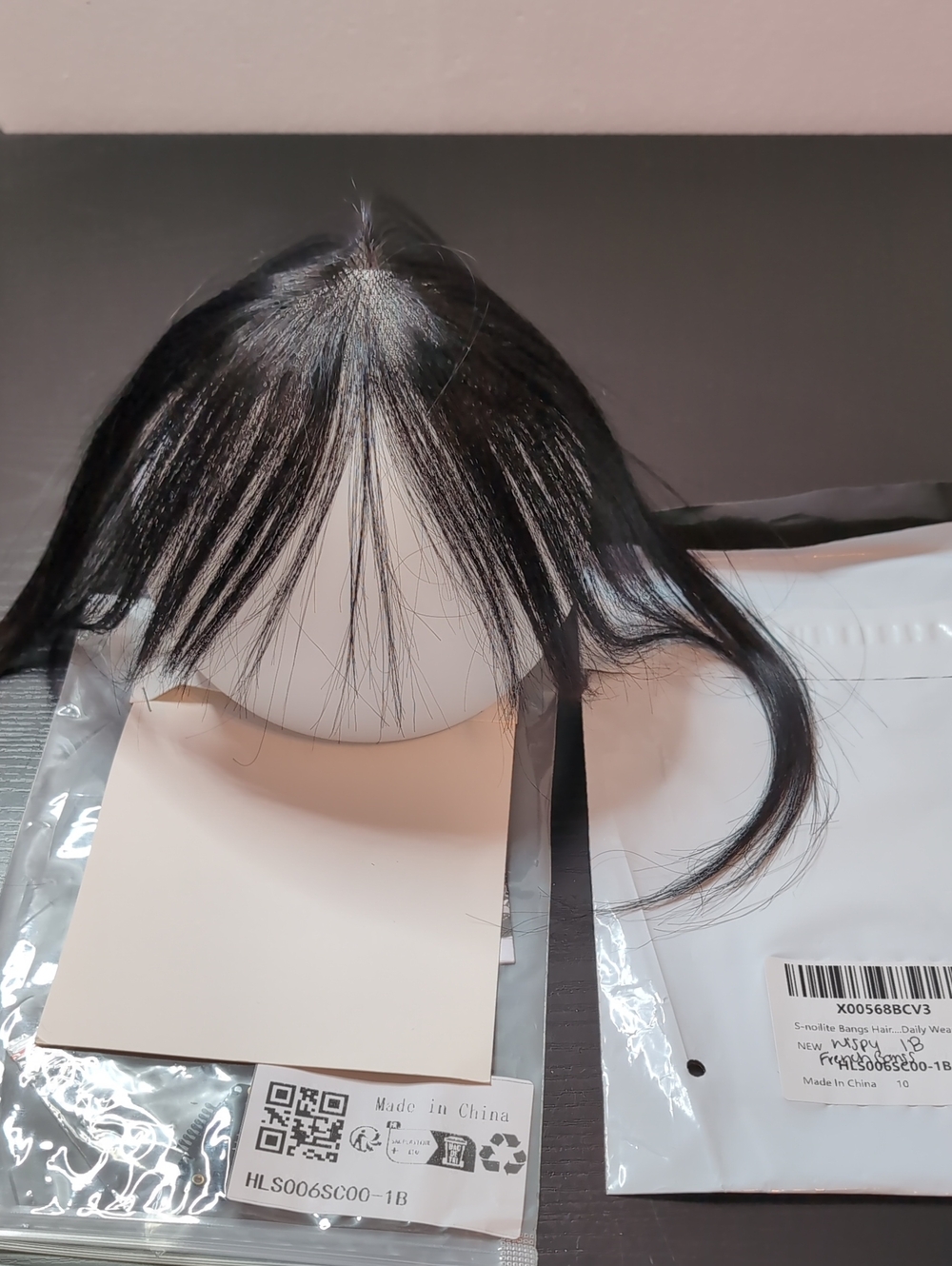 Clip In Wispy French Bangs With Temple Hair Pieces Human Hair Extensions 1B